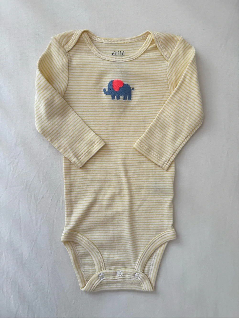 Child of Mine Yellow, White & Blue Elephant 3-Piece Baby Outfit - 3-6 months